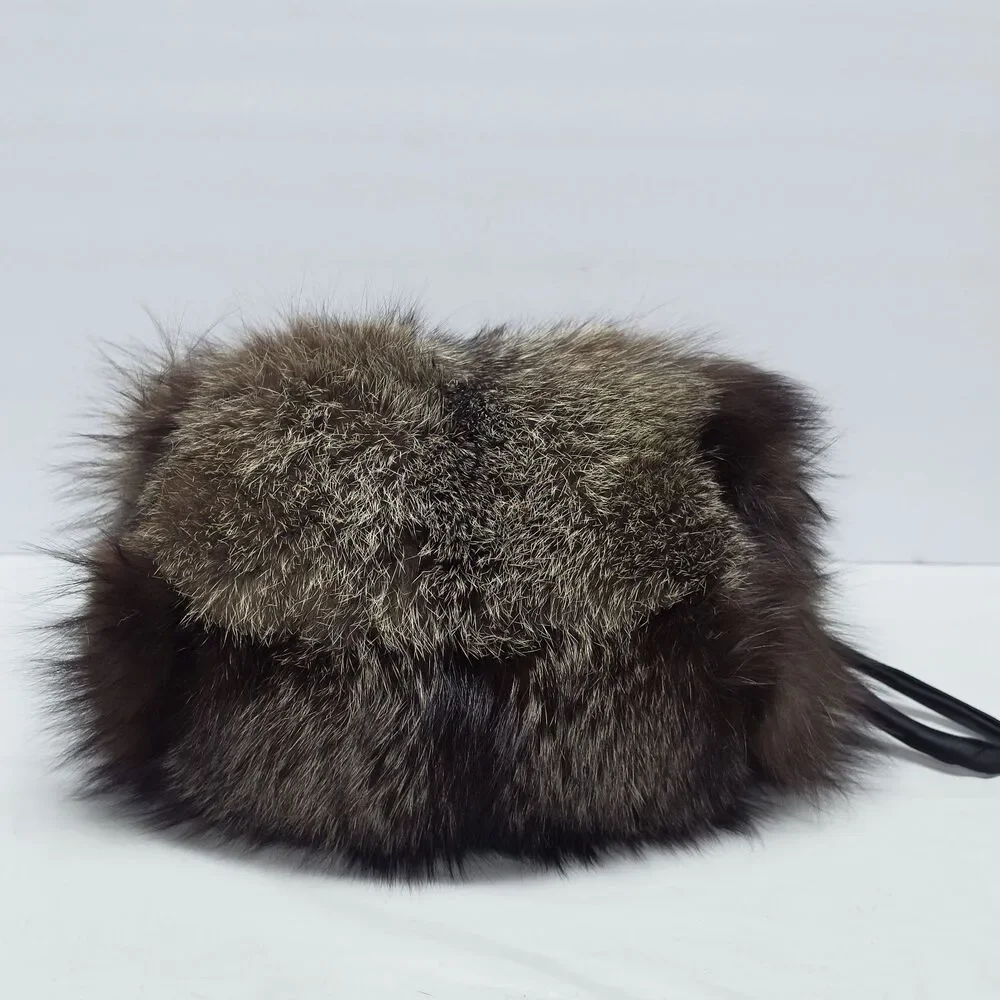 Vintage Real Fox Fur Ladies Hand Muff Satin Lining Wrist Strap Zip Pocket Inside